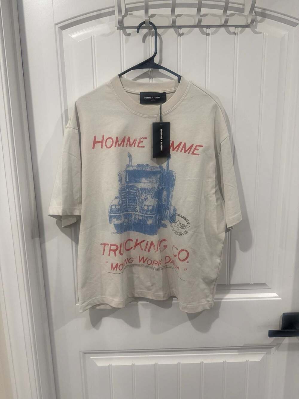Homme + Femme Trucking Co. 'Moving Work Daily' Graphic T-Shirt Cream Size Medium